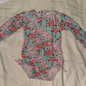 Flamingo Print Long Sleeve Swimsuit
